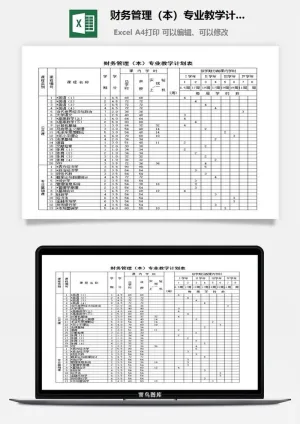 财务管理（本）专业教学计划表excel模板预览图