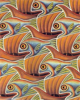 不规则鱼群插画