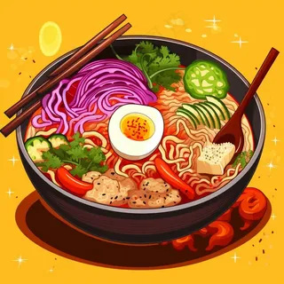美食食物面条麻辣烫插画素材