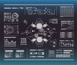 科幻未来科技操作仪表盘HUD元素图游戏UI图标界面边框矢量AI素材