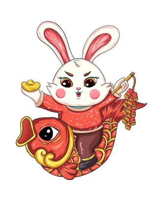 兔年锦鲤兔 锦鲤兔 长耳锦鲤兔 兔年元素 兔年兔子