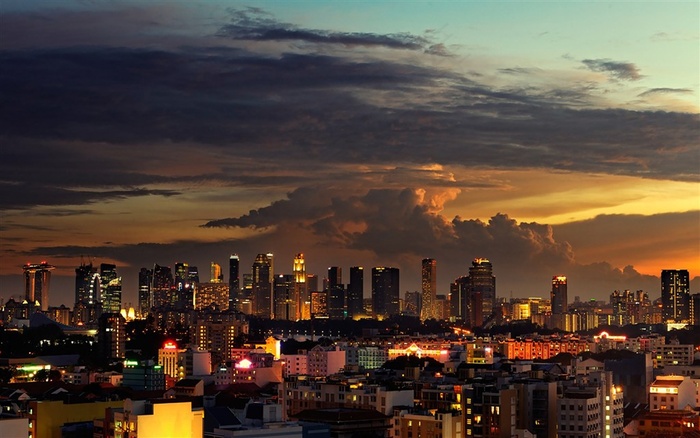 黄昏傍晚城市美景