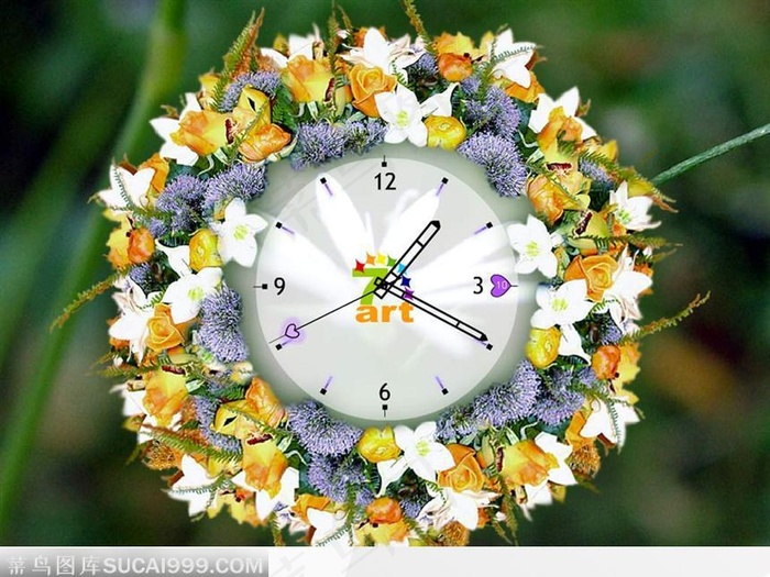 被花包围的时钟