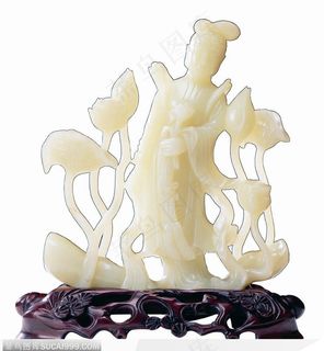 传统工艺品-仙女与荷花玉器