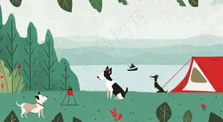 郊外旅行郊游草地露营玩耍，春天春游野营