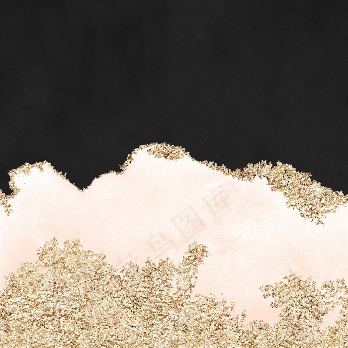 黑色浅粉橙红色水彩晕染金箔纹理背景图片