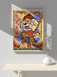 2022新年可爱卡通虎年国潮风海报
