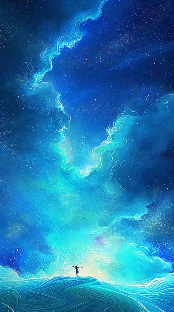 夜晚天空科幻绚丽星空(816x1456)