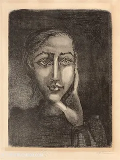 毕加索素描肖像女士装饰画