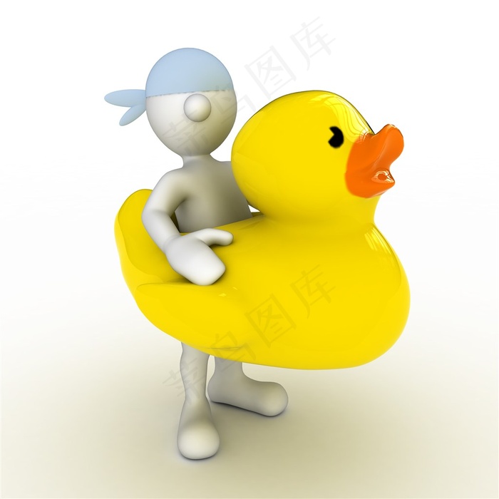 3D白色小人可爱小黄