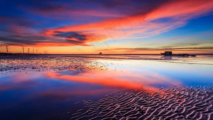夕阳海洋自然风光风景图片