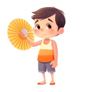 炎热扇风的男孩免抠