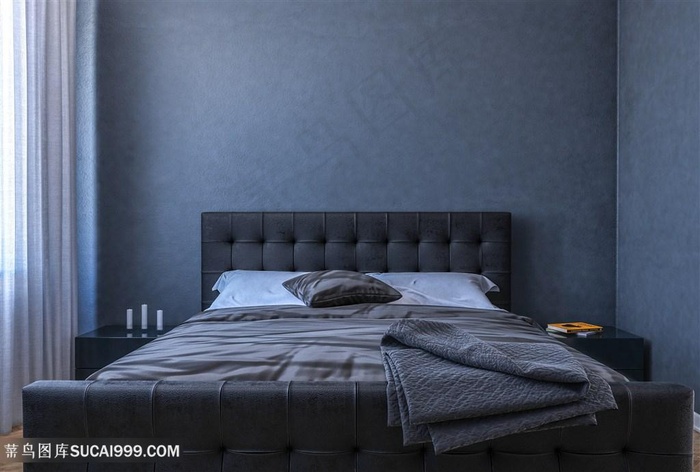 深灰色卧室软装效果图高清
