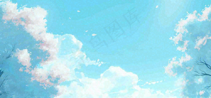春天蓝色的天空和粉红色的书梦幻场景(1616x752)