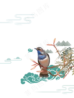 手绘花鸟元素图