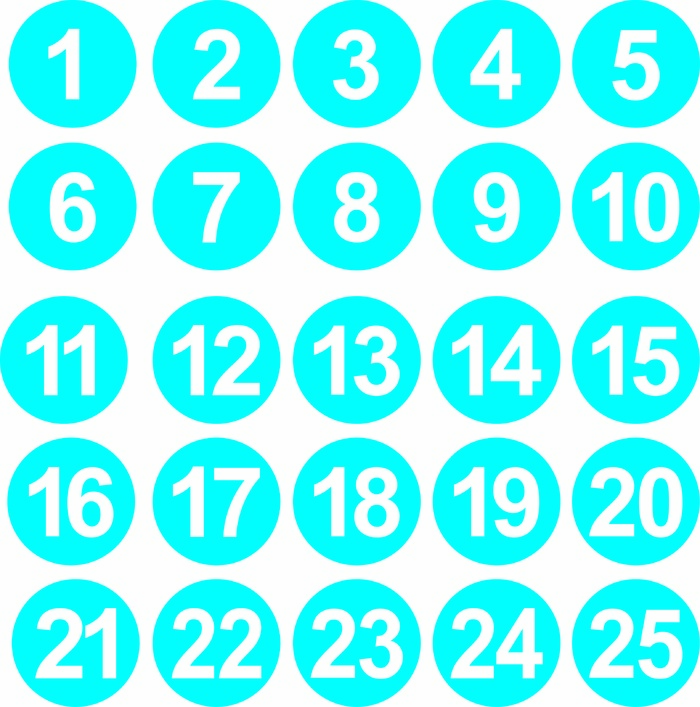 蓝色圆数字不干胶