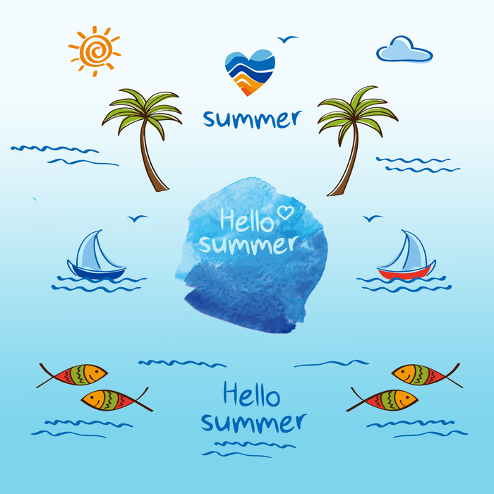 夏日旅游元素psd模版下载