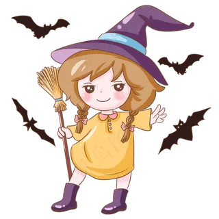 卡通万圣节手绘人物可爱小女孩