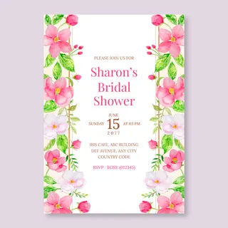 水彩花朵送礼请柬