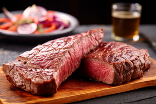 牛排铁板装盘美食摄影图