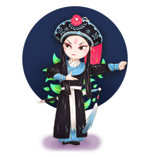 卡通京剧戏剧人物脸谱插画PNG图片 国潮中国风Q版戏剧人物PS素材