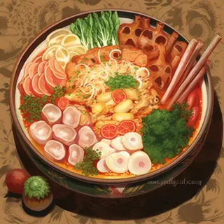 美食食物面条麻辣烫插画素材