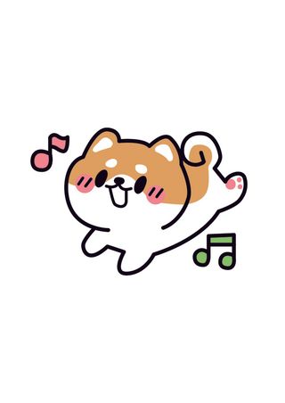 手绘奔跑的小柴犬