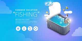 创意清新缤纷夏日夏天海报