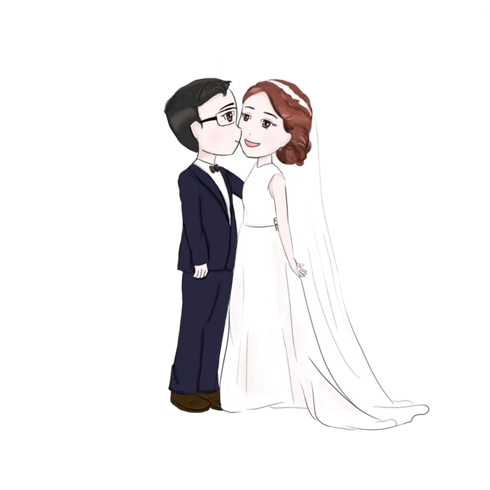 婚纱卡通人物婚礼白纱结婚婚纱摄影手绘