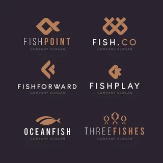 商务海洋鱼类海鲜图标LOGO标识标志标签水产图形AI矢量EPS素材图