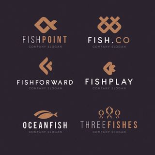 商务海洋鱼类海鲜图标LOGO标识标志标签水产图形AI矢量EPS素材图