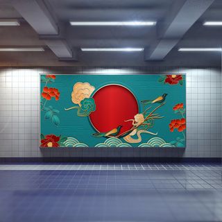 中国风国潮展板背景psd分层模板