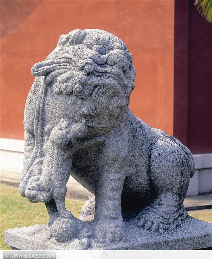 传统文化-歪着头的石狮子