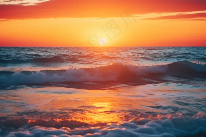 海洋海边日出日落夕阳摄影图(4032x2688)