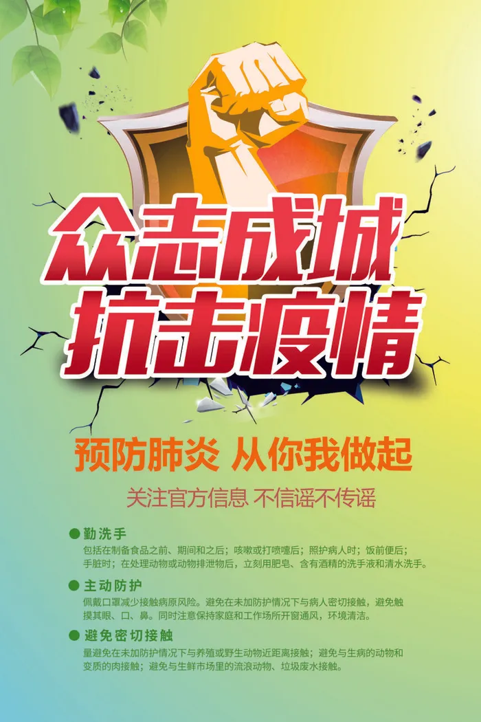 预防新冠肺炎从你我做起psd模版下载