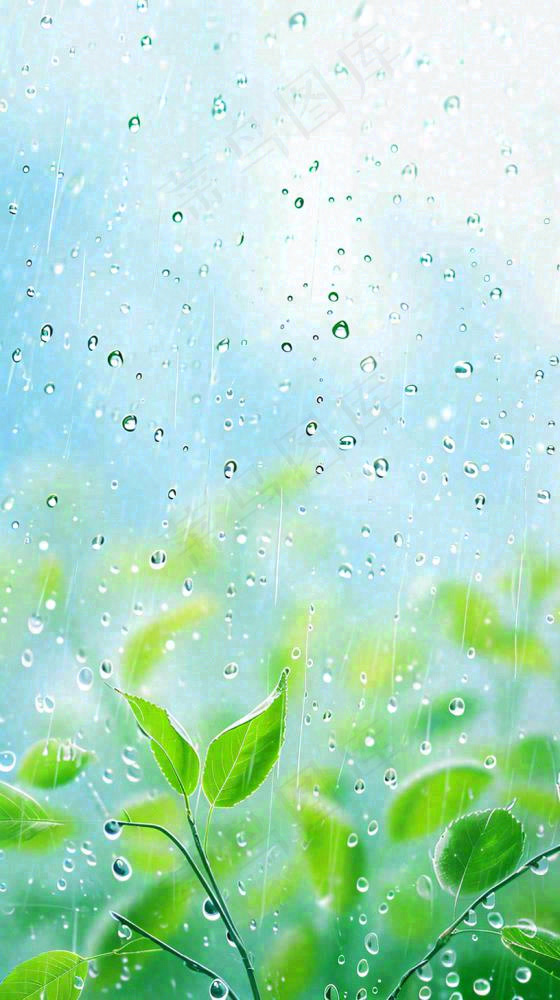 春天绿草下雨水珠，雨水，立春，春分(816x1456)