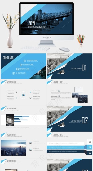 精美动态创意排版商务报告PPT模板预览图