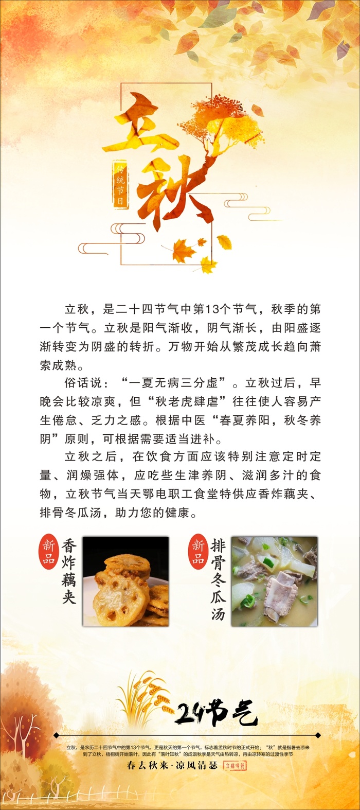 立秋秋天落叶展架画面cdr矢量模版下载