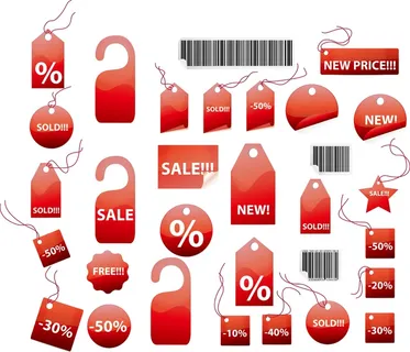 免抠红色标签与包角