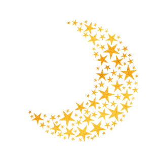 免扣元素 月亮形状手绘星星