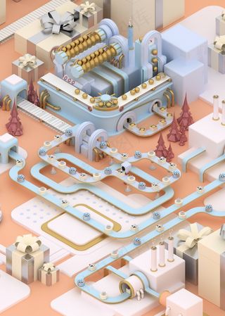 圣诞节3D建模礼品工厂