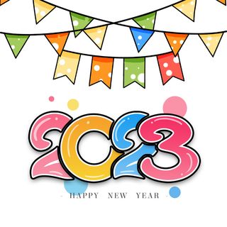 手绘兔年2023年字体挂画