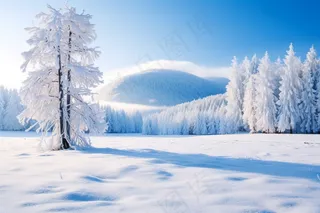 冬天雪景森林雾凇白雪摄影图