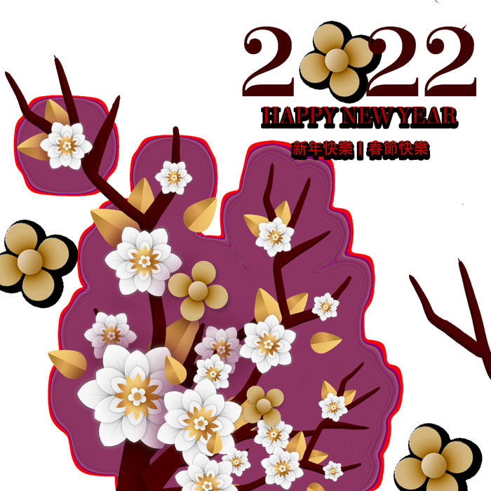 设计桃花装饰新年psd模版下载