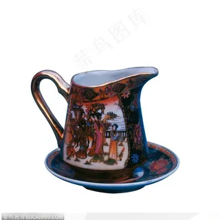 传统工艺-侍女花纹的茶杯