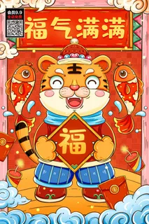 虎年大吉2022虎年海报新年背景金虎贺岁