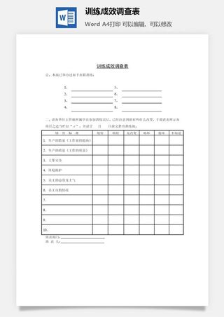 训练成效调查表word模板