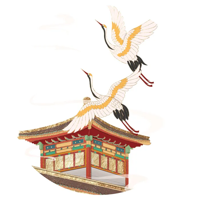 中国风国潮仙鹤山水插画手绘元素场景PSD设计素材psd模版下载