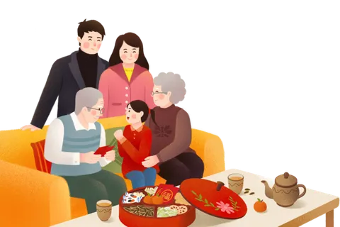 设计家庭祝贺新年素材