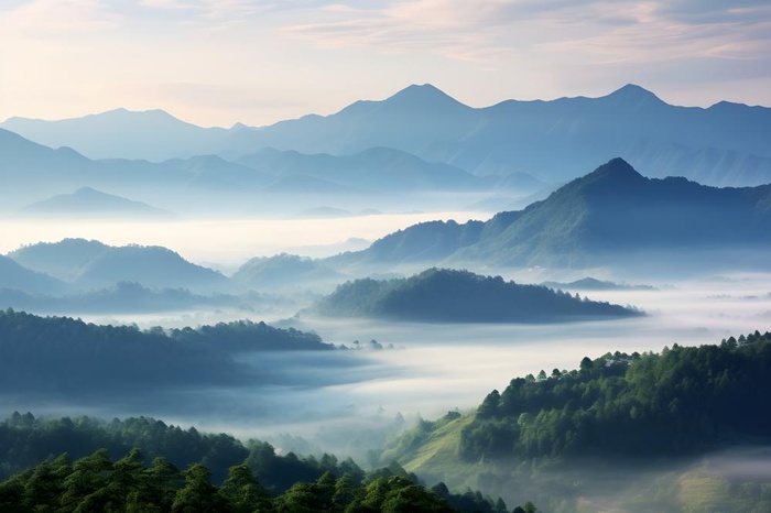 山脉树林高空摄影